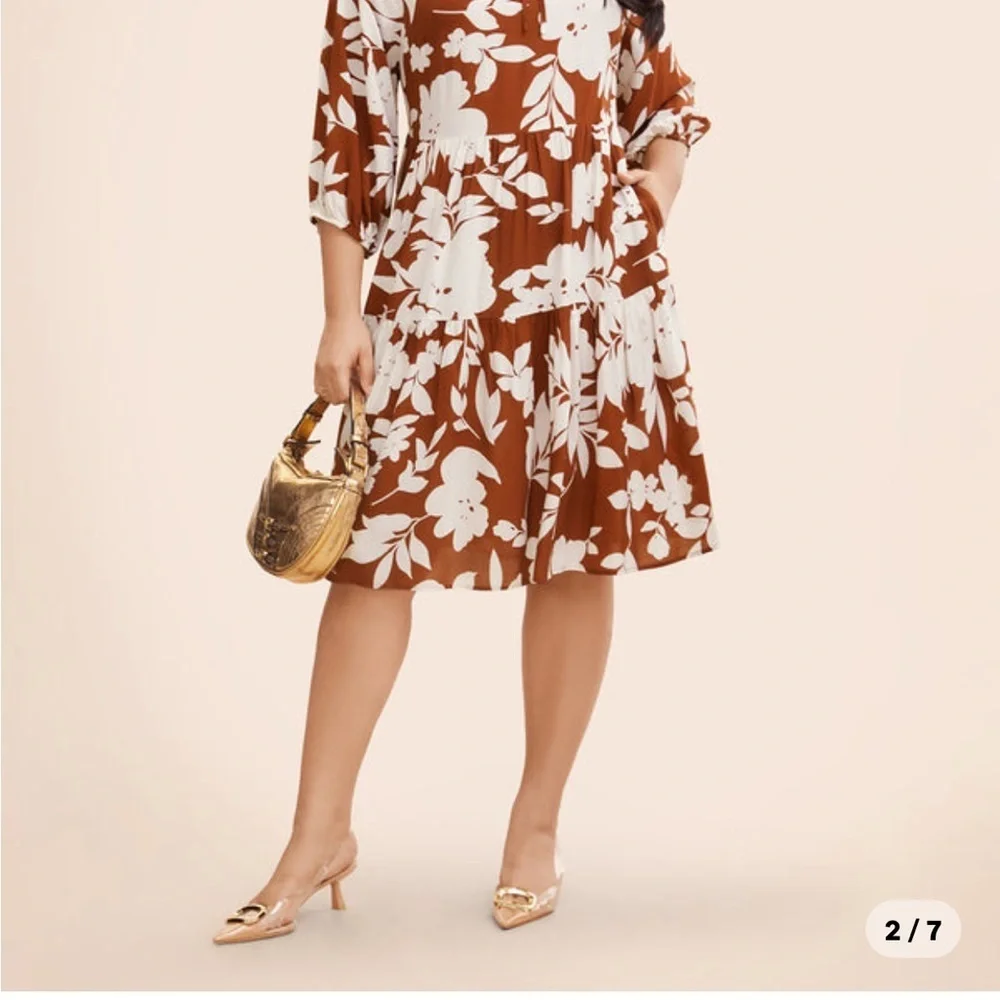 COPY - BloomChic Burnt Orange/White Dress w/pockets 18-20 NWT - Picture 2 of 13